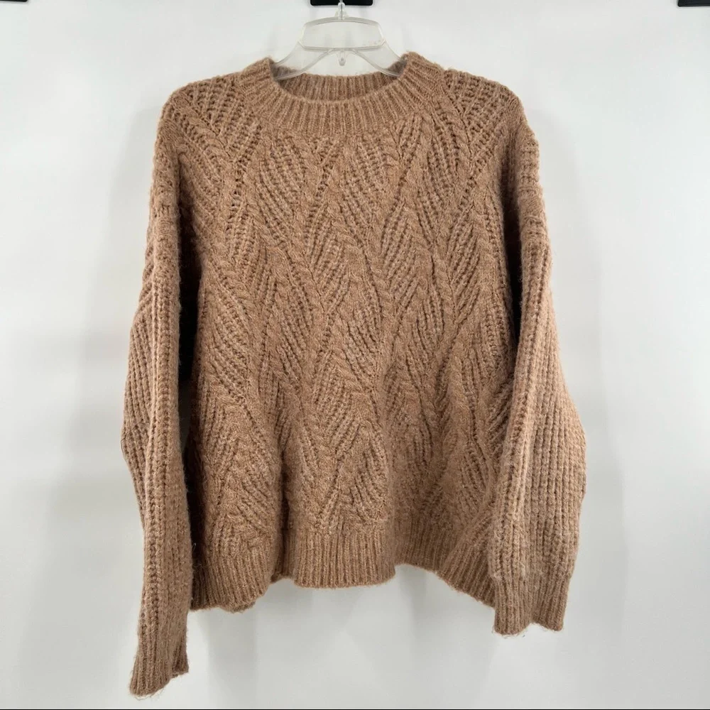 Net 153 brown knit sweater long sleeve mock neck top size M/L